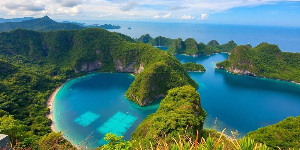 Pemandangan kota tersembunyi yang indah di Indonesia.